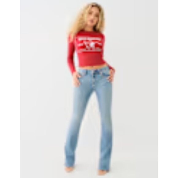 True Religion NWT BECCA Dusty Wash Mid-Rise Big T Bootcut Jeans, Size 32 (14) - Picture 4 of 6